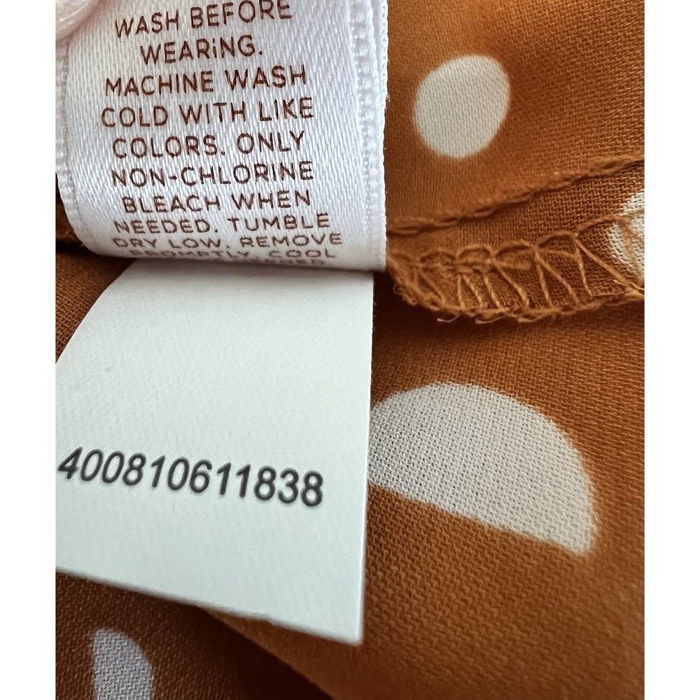Lauren Conrad mustard orange top Blouse‎ Polka Dots Flowy Relaxed Sz Large - Picture 9 of 10